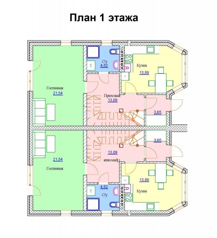 Планировка дуплекса 110 м2