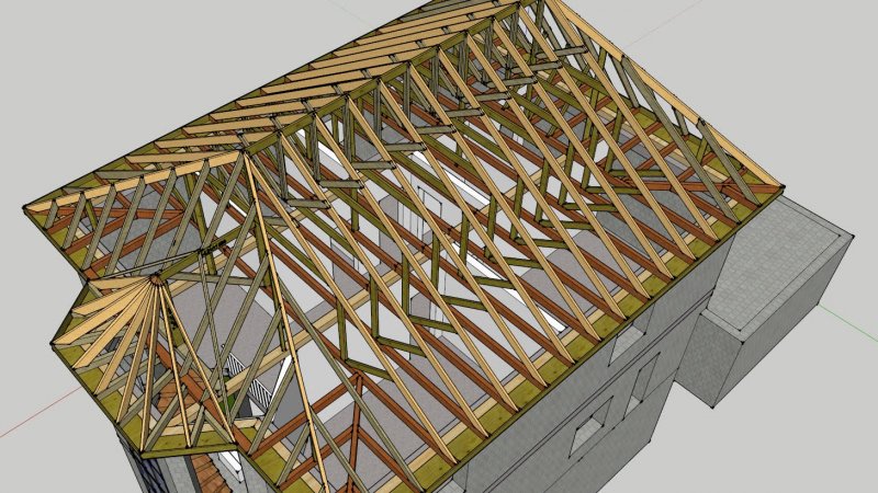 Стропильная система четырехскатной крыши