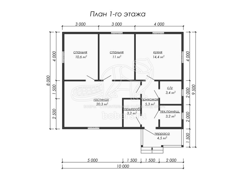 Каркасный дом 10х10 одноэтажный проект