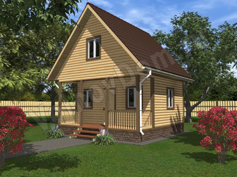 Планировка дома из бруса 6х6 с мансардой