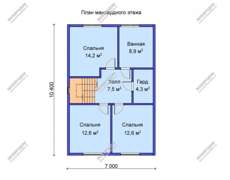 Каркасник 8х8 одноэтажный планировка