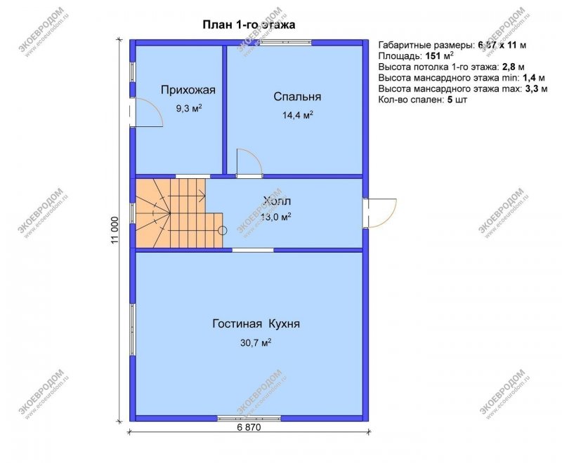Проект каркасной бани 6х4