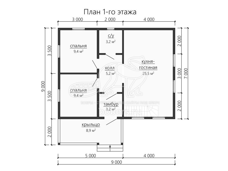 Чертежи одноэтажного каркасного дома 6на6