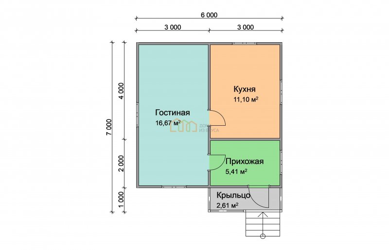 Планировки дачных домов 6х6 с с/у и кухней