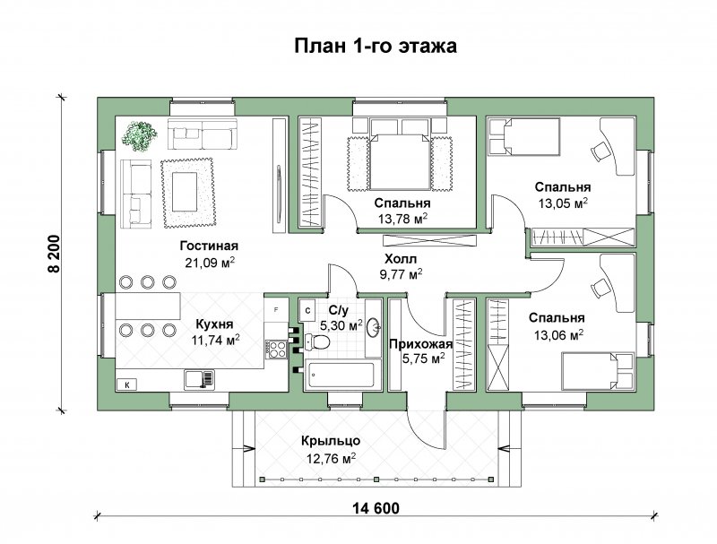 Планировка дома 75 кв.м одноэтажные