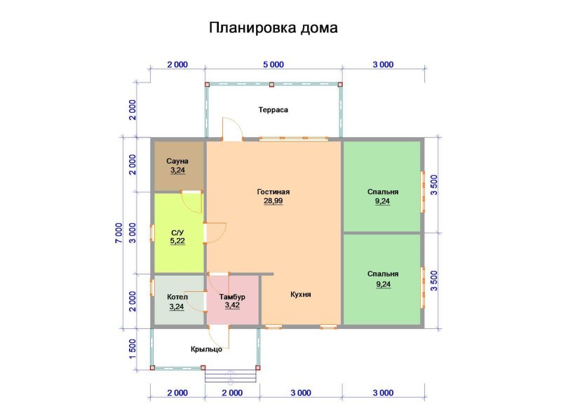 Планировка одноэтажного дома 130 м2