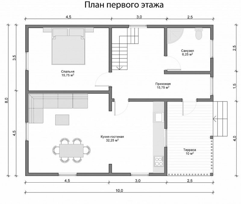 План дома 9 на 9 одноэтажный