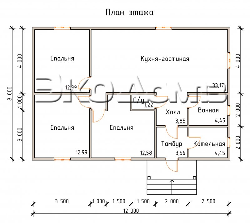 Планировка дома 10*7 м одноэтажного