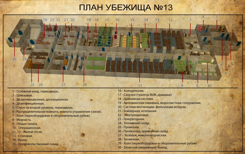 План бомбоубежища схема