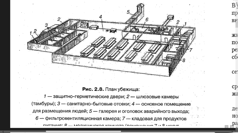 План схема встроенного убежища рис 30