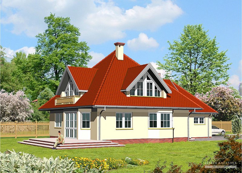 Дачный домик с ломаной мансардой