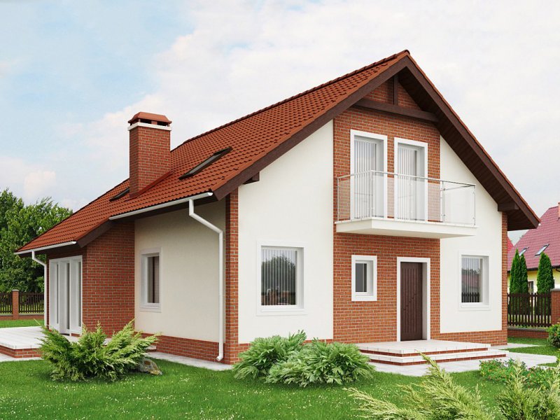 Дом из газобетона с двухскатной крышей