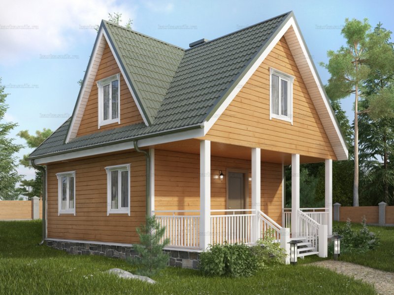 Каркасный дом 6х8 с террасой