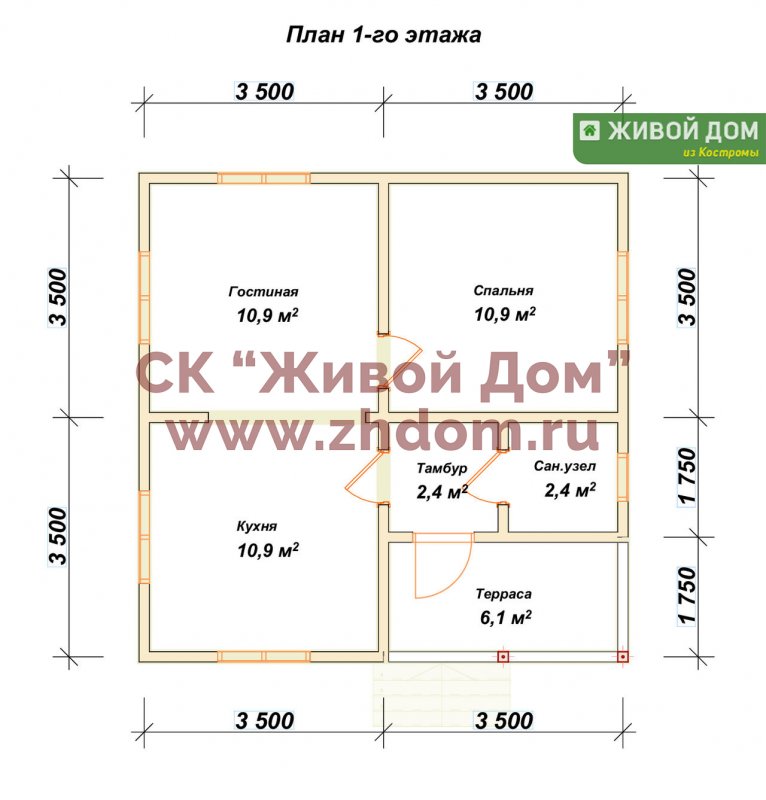Планировка дома 7х7 одноэтажный