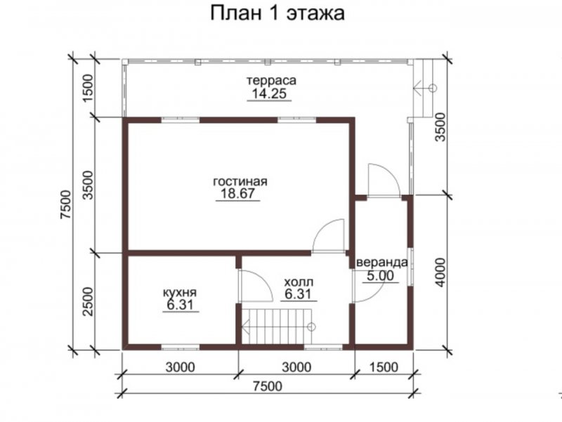 Каркасный дом 7х7 планировка