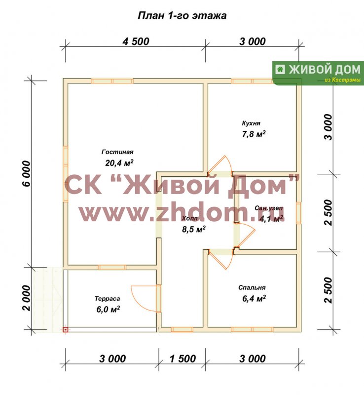 Планировка дома 7*10 из бруса