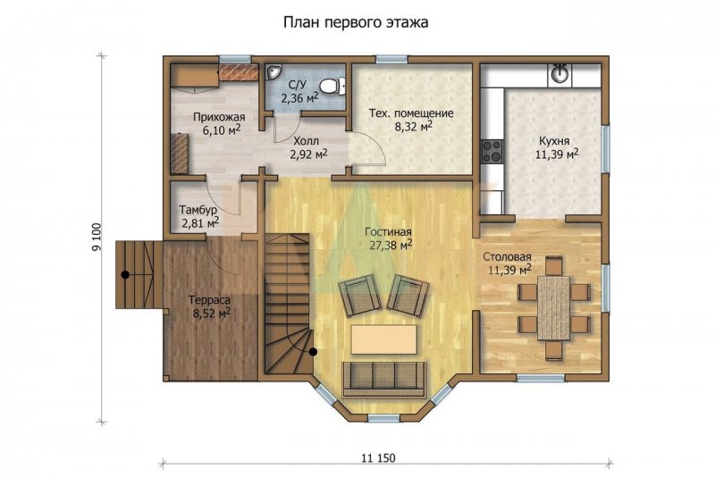Планировка 1 этажного частного дома