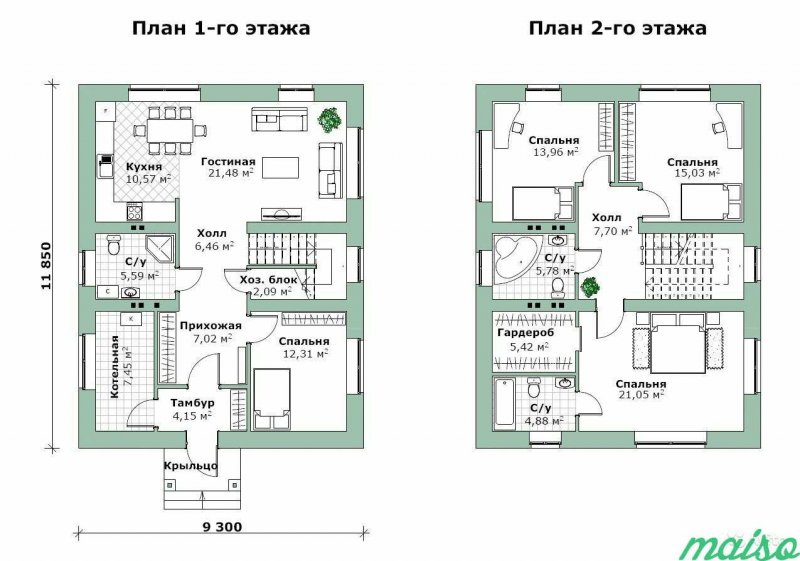 Планировка дома 9 на 11 двухэтажный