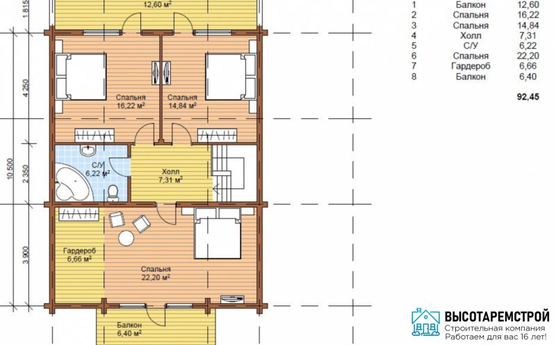 Планировки домов двухэтажных до 150 м2 из бруса
