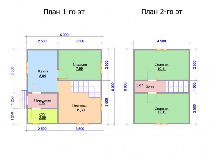 Планировка дачного дома 6х6 2 этажа