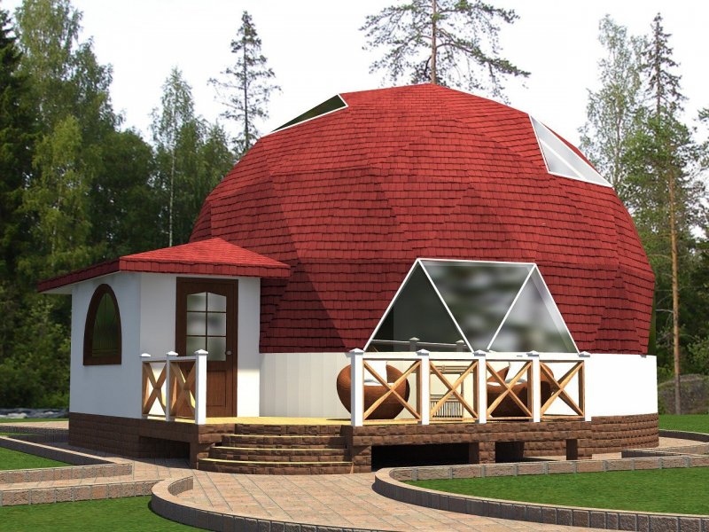 Купольный дом с балконом