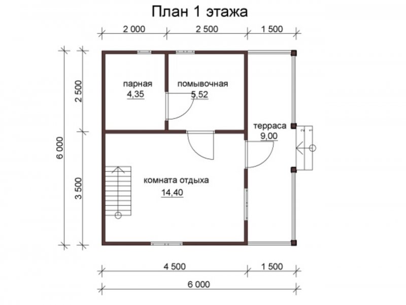 Баня из бруса планировка 6х7