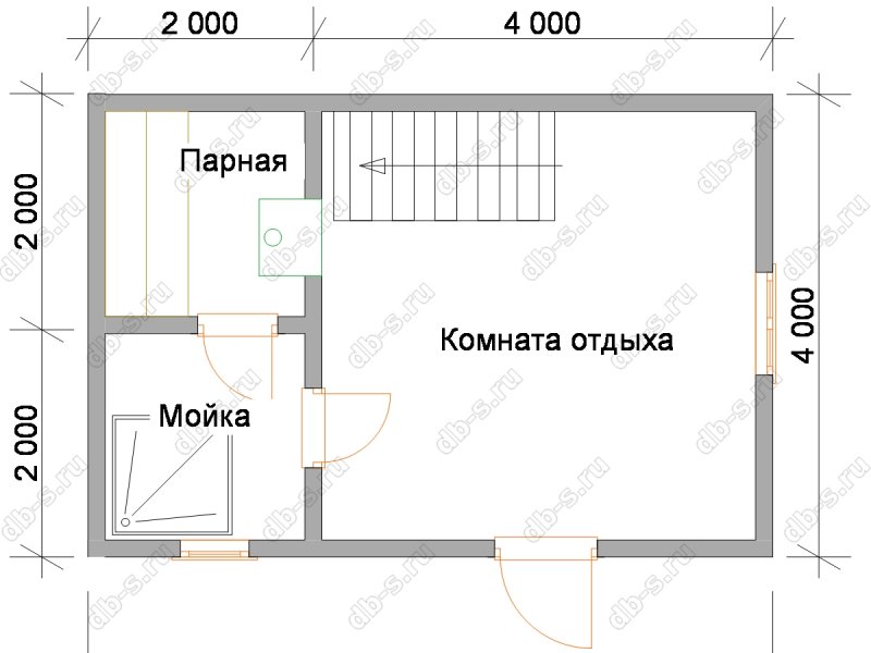 Баня 6х6 планировка 1 этаж