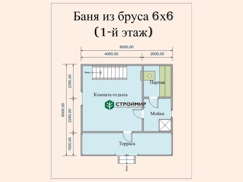 Баня 6 на 6 планировка