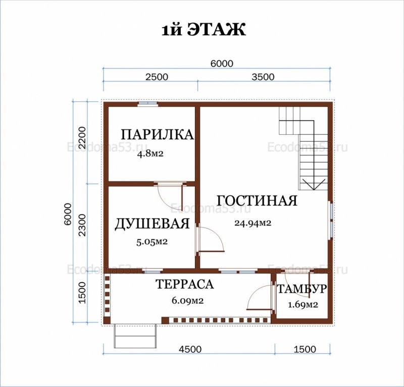 Двухэтажная баня 6х4 планировка