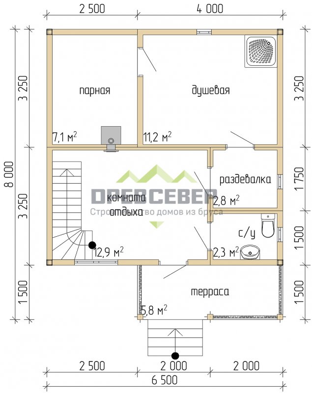 Каркасная баня 6х6 с мансардой проект