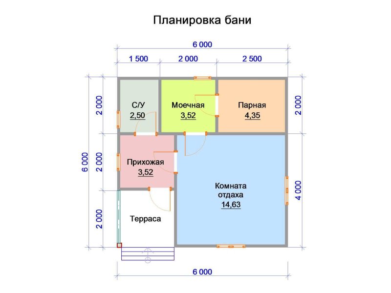 План 2 го этажа 6 на 8 с балконом