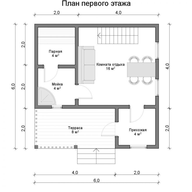 Планировка сруба 6 на 6 с мансардой