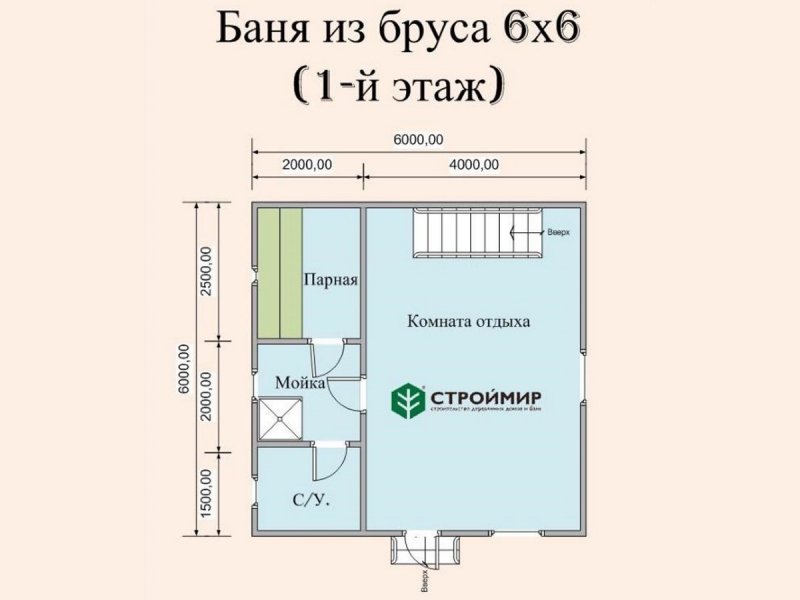 Баня 6 на 4 с мансардой проект из бруса