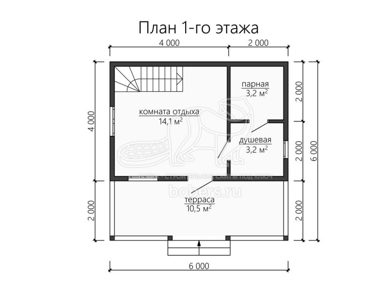 Баня каркасная 4м планировка