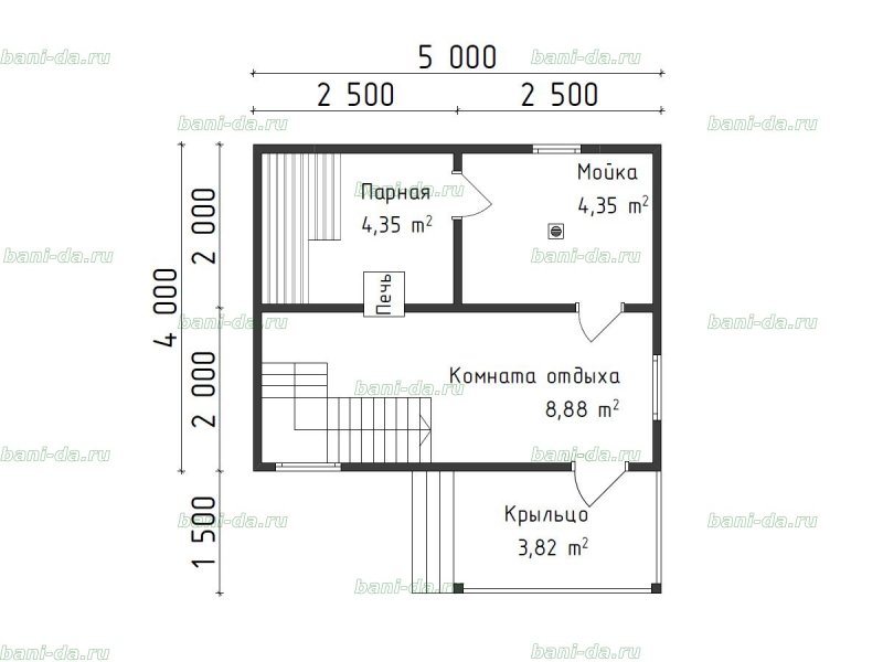 Планировка бани 6х6 двухэтажная
