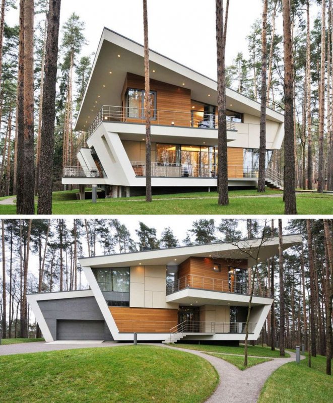 Дом с наклонной крышей
