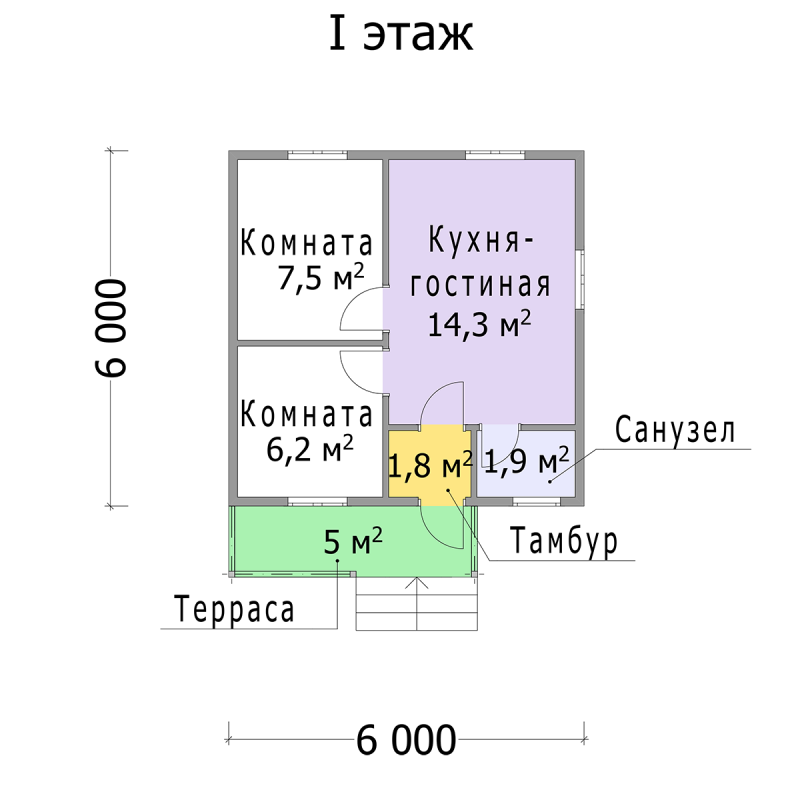 Планировка дома 36м2