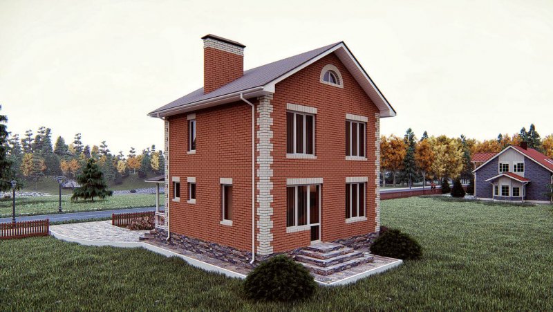 Дом с двускатной крышей и гаражом