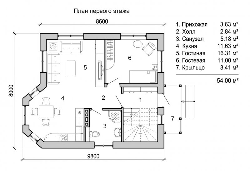 Планировка двухэтажного дома
