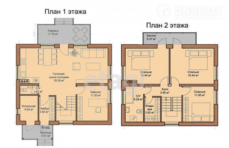 Планировка 2х этажного дома 160кв