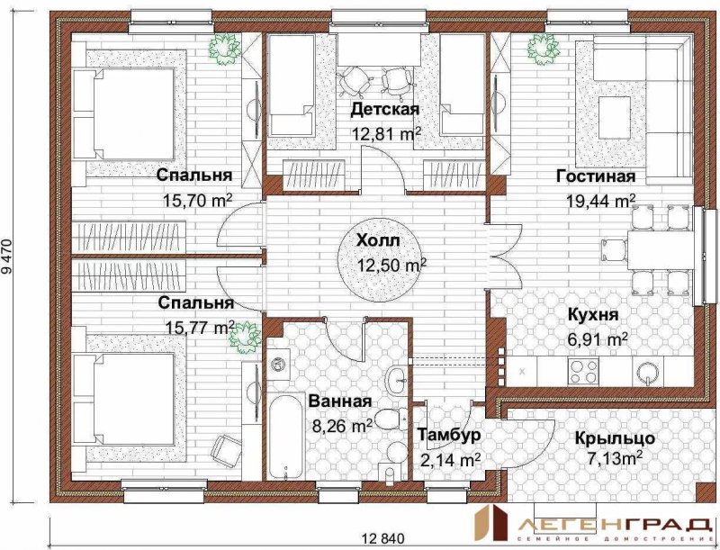 Проект одноэтажного дома планировка