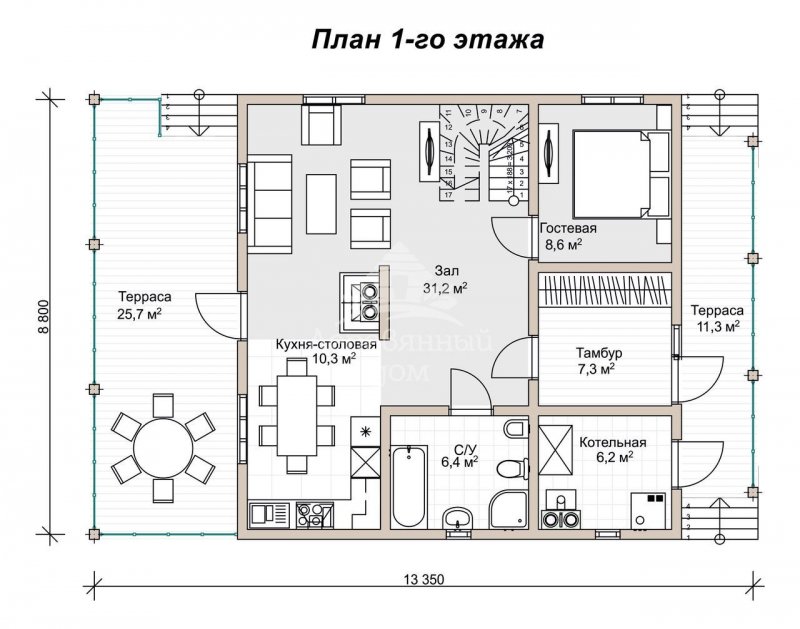 План 2 этажного дома 9х9