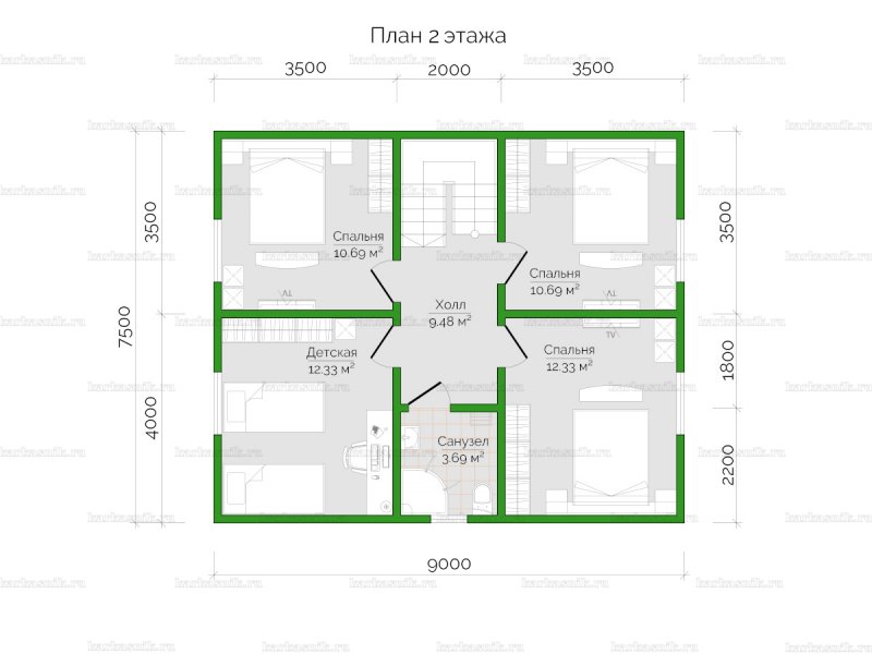 Проект каркасного дома 10х10 2 этажа