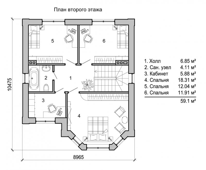 Планировка 2х этажного коттеджа