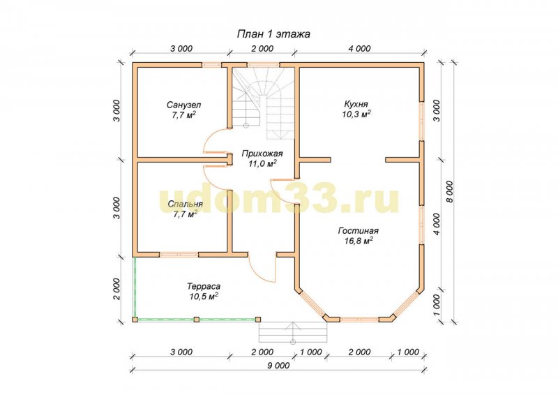 Проекты каркасных одноэтажных домов 8х9