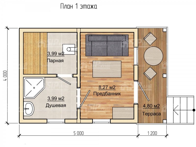Планировка бани 8х4