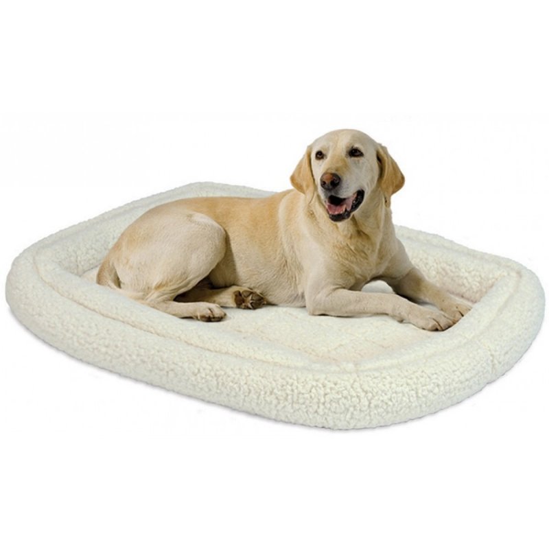 Лежанка для животных Double Bolster флисовая с двойным бортом белая 53х30 см