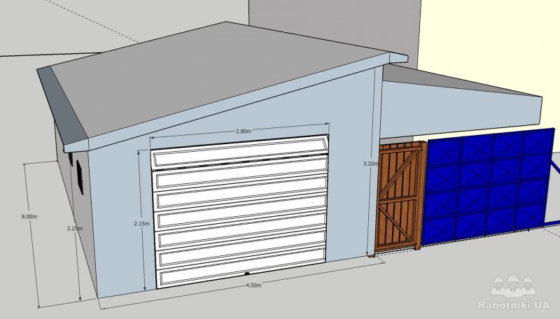 Проект гаража мастерской из газобетона