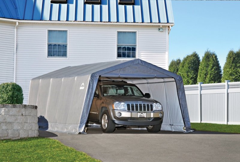Гараж-в-коробке 3x4,6x2,4м SHELTERLOGIC, скатная крыша, песочный тент