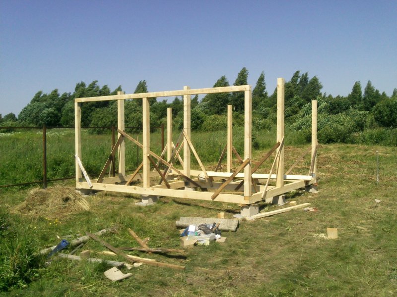 Хозблок бревно каркас